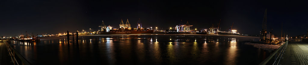 hamburg hafen - im winter teil 2 - teilpanorama neumühlen nacht